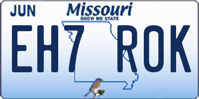 MO license plate EH7R0K
