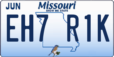 MO license plate EH7R1K