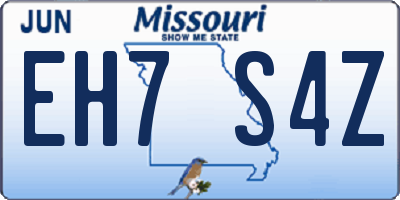 MO license plate EH7S4Z