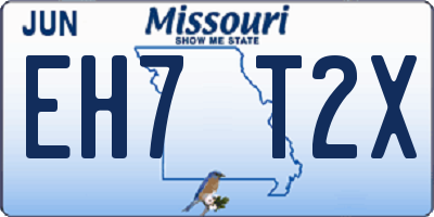 MO license plate EH7T2X