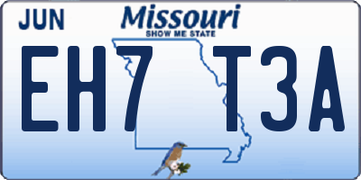 MO license plate EH7T3A