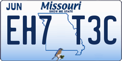 MO license plate EH7T3C
