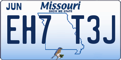 MO license plate EH7T3J