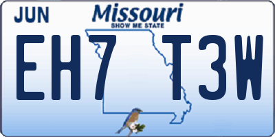 MO license plate EH7T3W