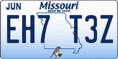 MO license plate EH7T3Z