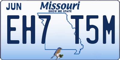 MO license plate EH7T5M