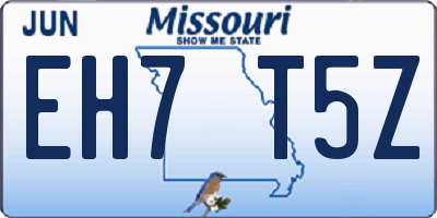 MO license plate EH7T5Z