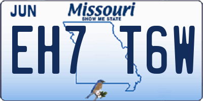 MO license plate EH7T6W