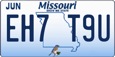 MO license plate EH7T9U