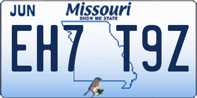 MO license plate EH7T9Z