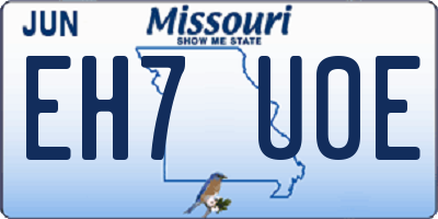 MO license plate EH7U0E