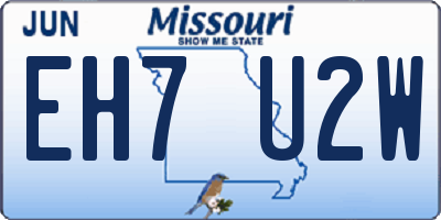 MO license plate EH7U2W