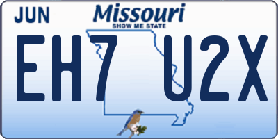 MO license plate EH7U2X