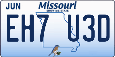 MO license plate EH7U3D
