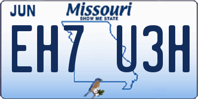 MO license plate EH7U3H