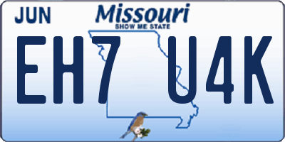MO license plate EH7U4K