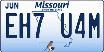 MO license plate EH7U4M