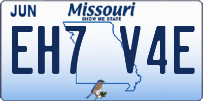 MO license plate EH7V4E