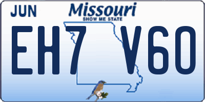 MO license plate EH7V6O