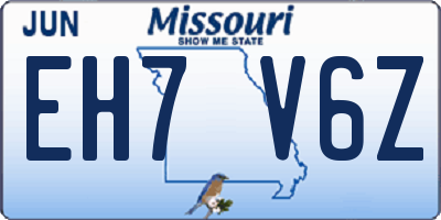 MO license plate EH7V6Z