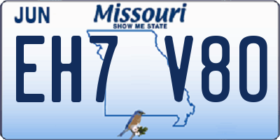 MO license plate EH7V8O