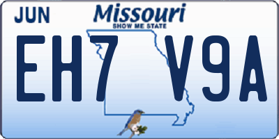 MO license plate EH7V9A