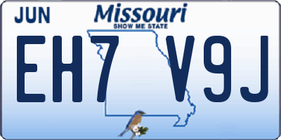 MO license plate EH7V9J