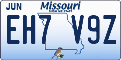 MO license plate EH7V9Z