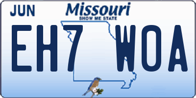 MO license plate EH7W0A