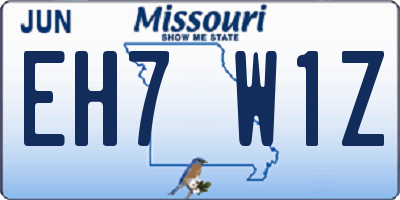 MO license plate EH7W1Z