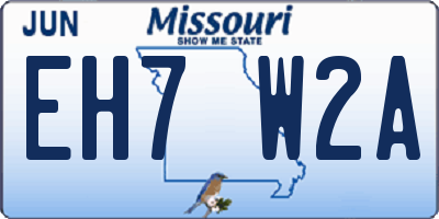 MO license plate EH7W2A