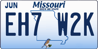 MO license plate EH7W2K