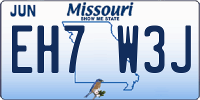 MO license plate EH7W3J