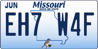 MO license plate EH7W4F