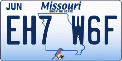 MO license plate EH7W6F
