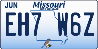 MO license plate EH7W6Z