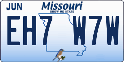 MO license plate EH7W7W