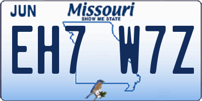 MO license plate EH7W7Z