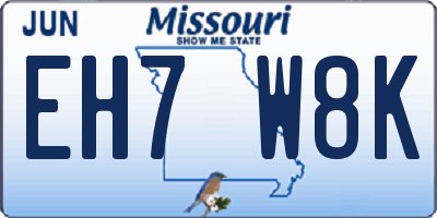 MO license plate EH7W8K