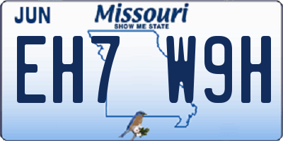 MO license plate EH7W9H