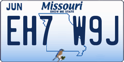MO license plate EH7W9J