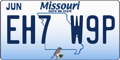 MO license plate EH7W9P