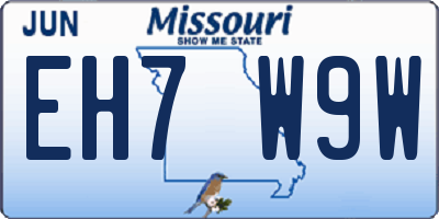 MO license plate EH7W9W