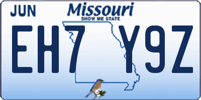 MO license plate EH7Y9Z