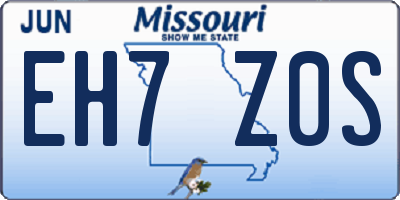 MO license plate EH7Z0S