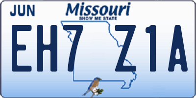 MO license plate EH7Z1A