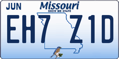 MO license plate EH7Z1D