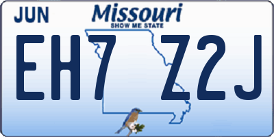 MO license plate EH7Z2J