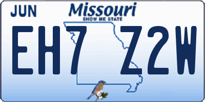 MO license plate EH7Z2W