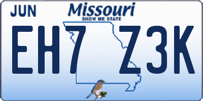 MO license plate EH7Z3K